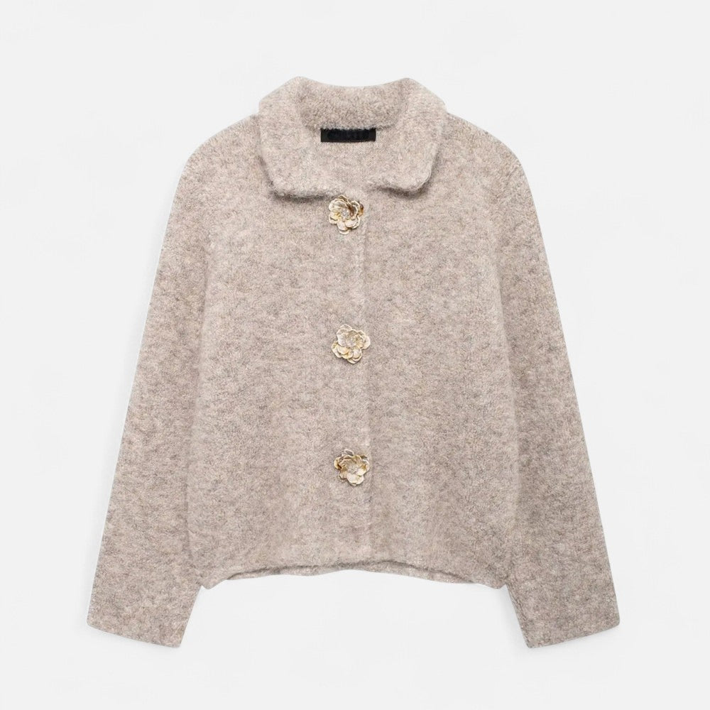 Cozy Floral Knit Cardigan for Chic Autumn Style