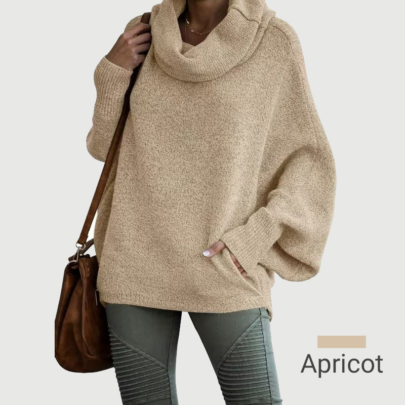 Cozy Batwing Cowl Neck Sweater with Pockets