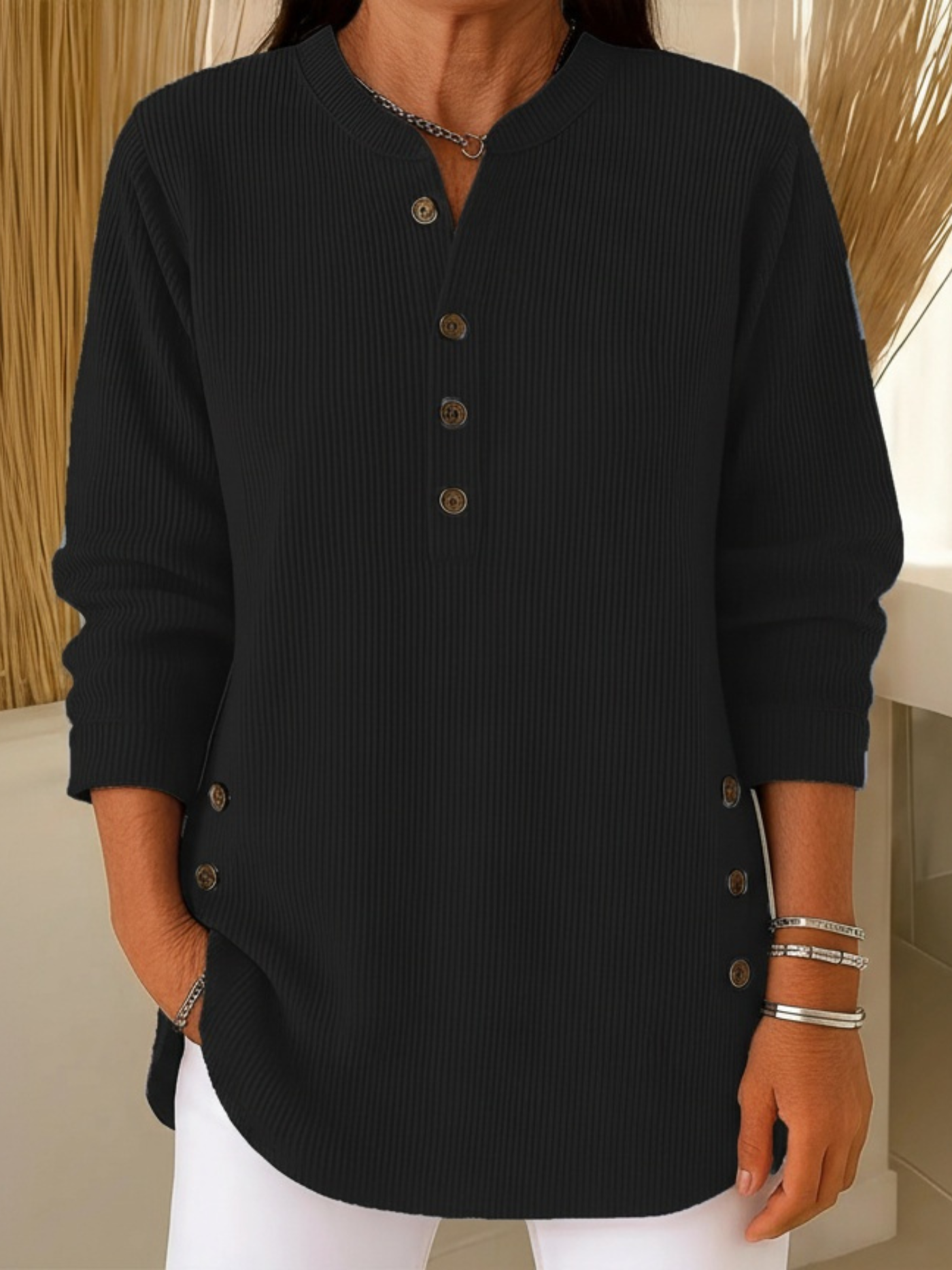 Cozy Sweater with Chic Button Detail