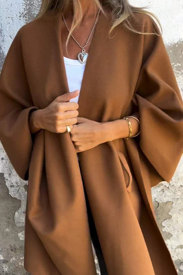 Cozy Loose V Neck Shawl Cape Jacket