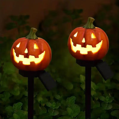 Solar Pumpkin Lantern Outdoor Halloween Decor with Warm Glow