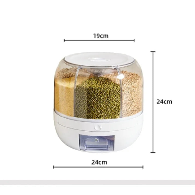Rotatable Moisture-Resistant Grain Dispenser for Kitchen Storage