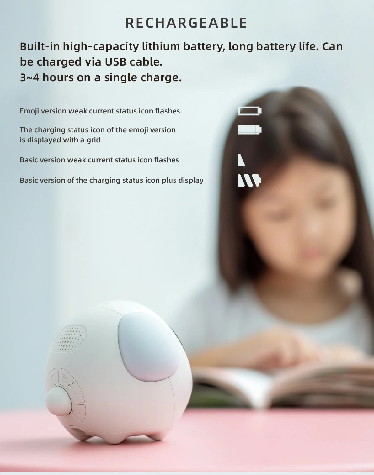 Kawaii Cute LED Alarm Clock with Night Light for Kids