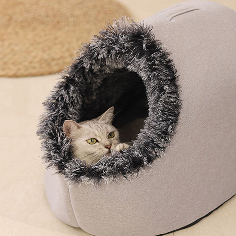 Cozy Winter Pet Cave Bed for Small Dogs and Cats