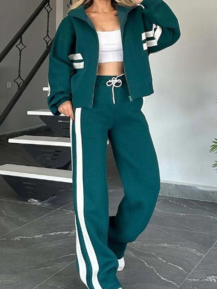 Cozy Casual 2-Piece Zip-Up Sweatshirt and Pants Set