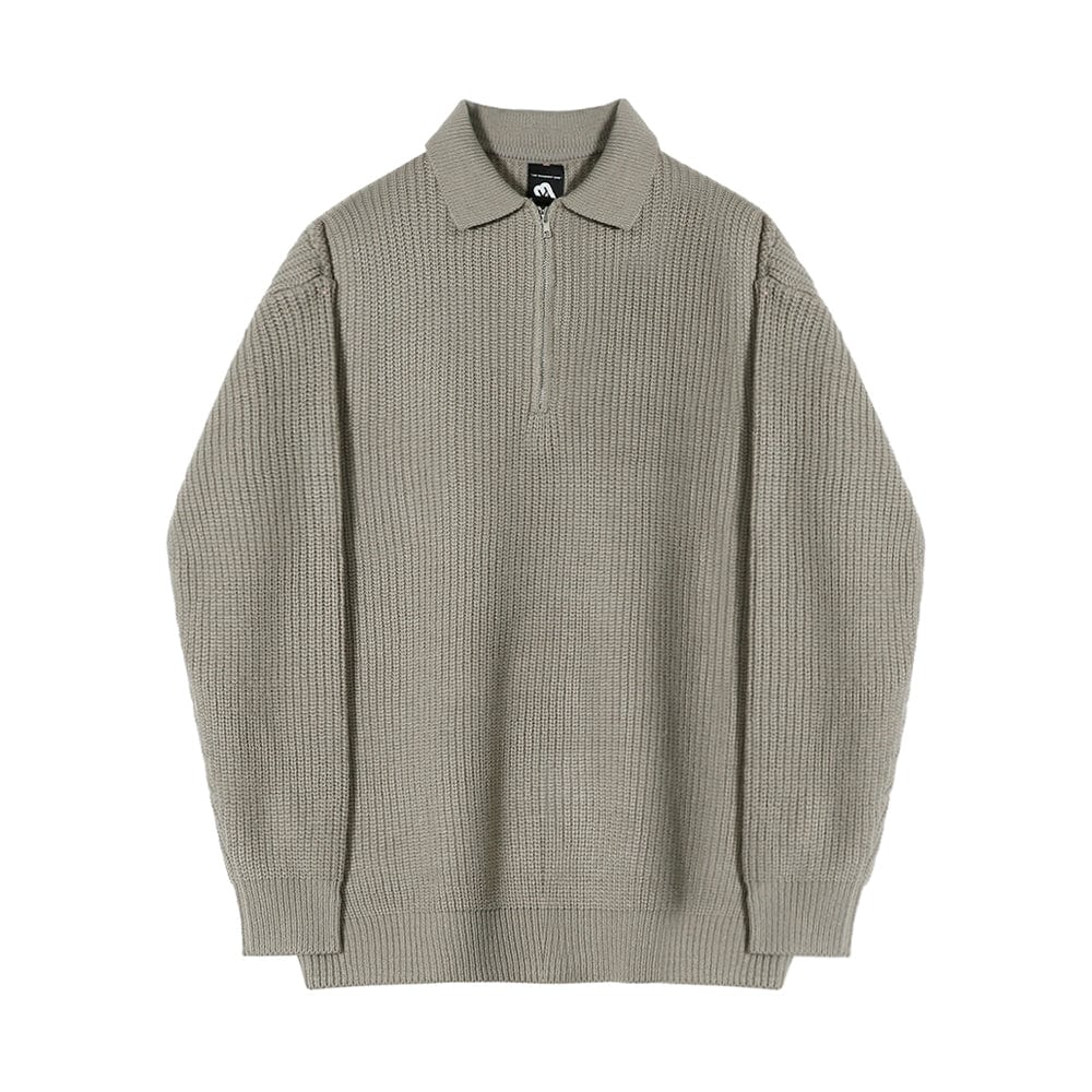 Cozy Knitted Half Zip Sweater with Adjustable Collar