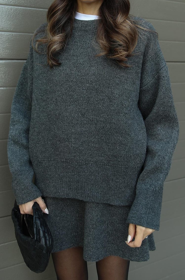 Chic Knit Sweater & Mini Skirt Set for Cozy Fall Style
