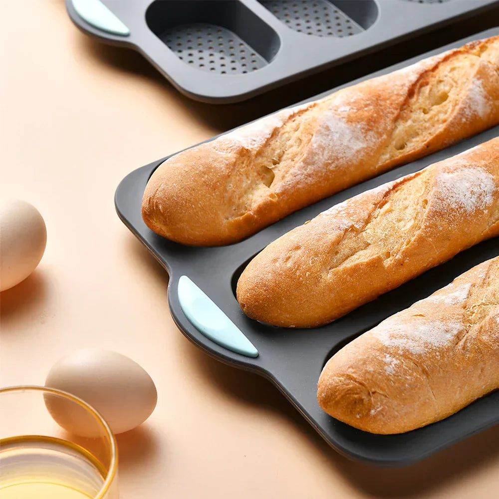 CrustyBake™ - Non-Stick Silicone Baguette Baking Mold for Perfect Loaves