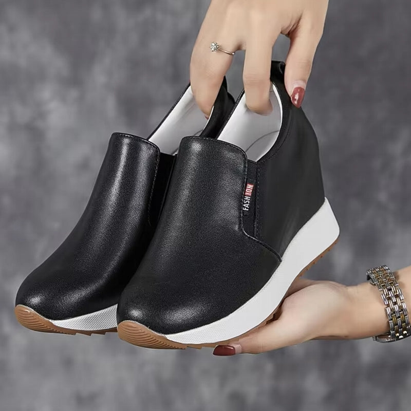Chic Genuine Leather Ankle Boots with Block Heel