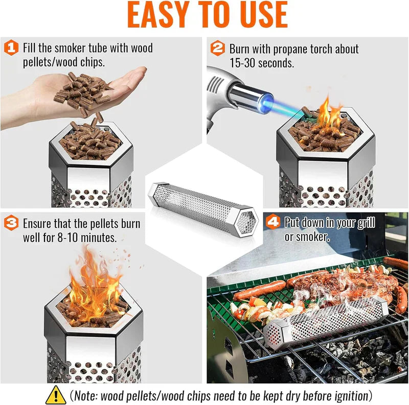 SmokeMaster™ - Stainless Steel Pellet Grill Box for Smoky BBQ Flavor