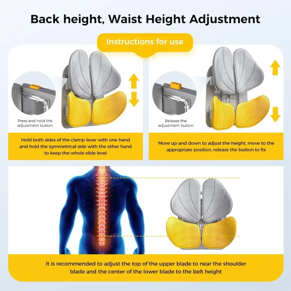 Adjustable Ergonomic Memory Foam Mesh Seat Cushion for Waist Support