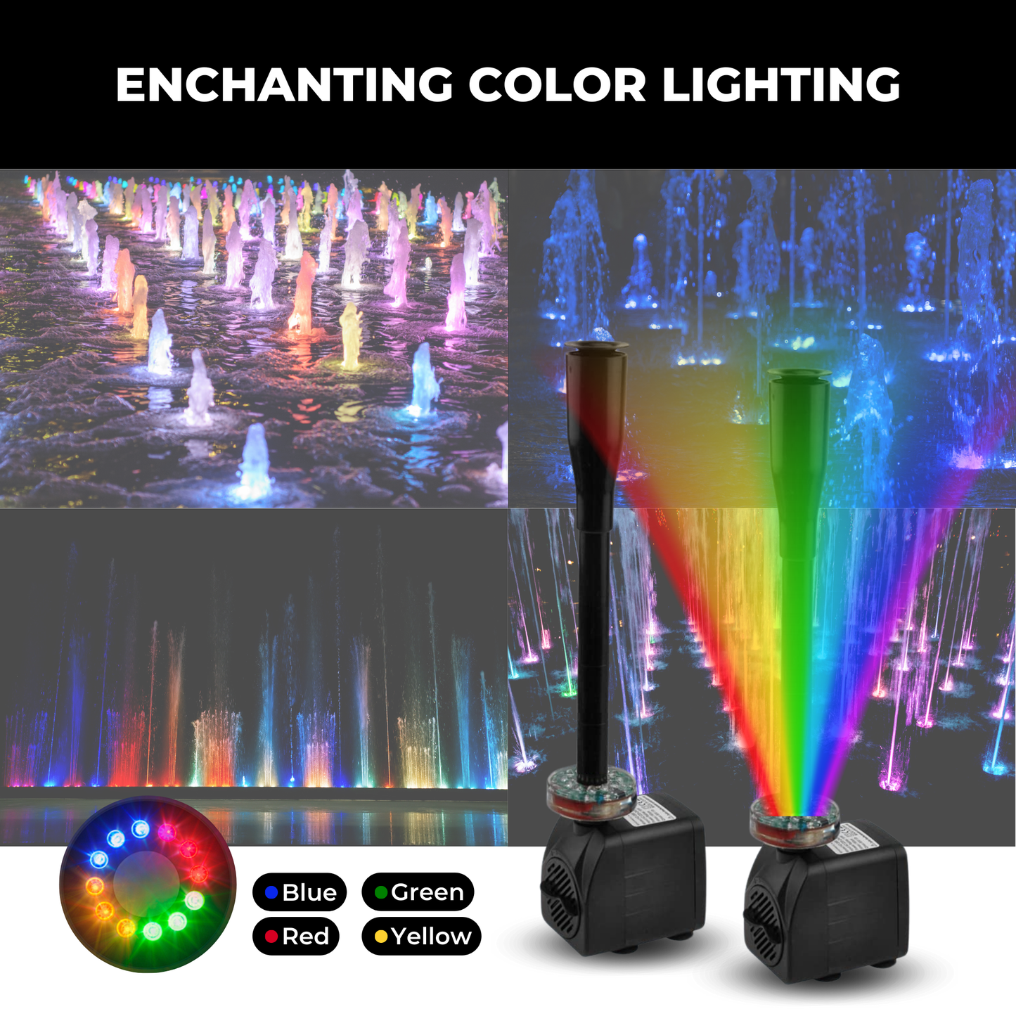 LuminaFlow - Transform Your Garden with Colorful, Soothing Water Display
