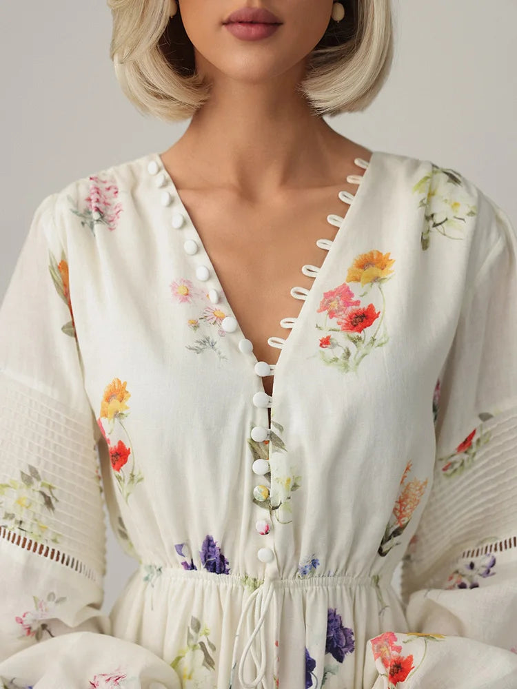 Elegant Long Sleeve Chiffon Dress