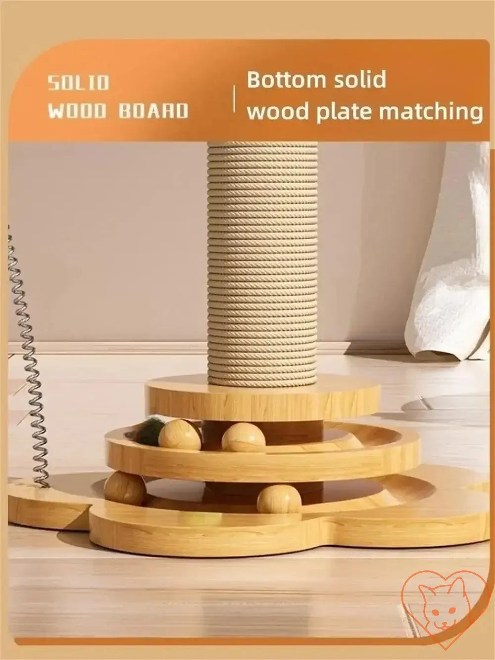 PurrfectPlay™ - Wooden Cat Turntable & Sisal Scratching Post