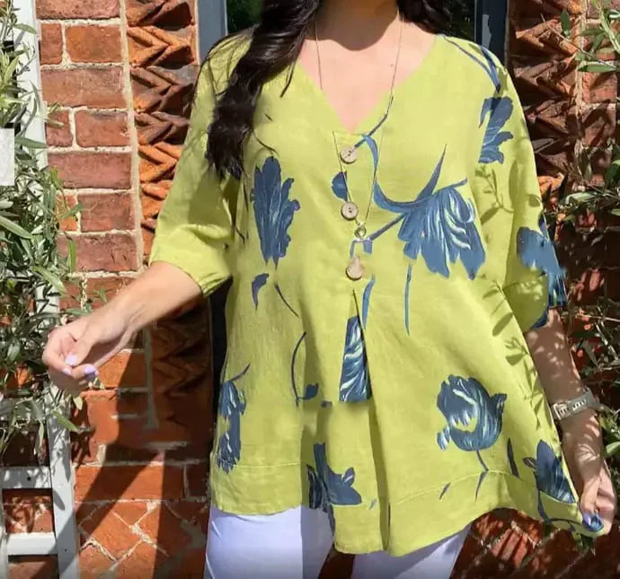 V-Neck Printed Tunic Top