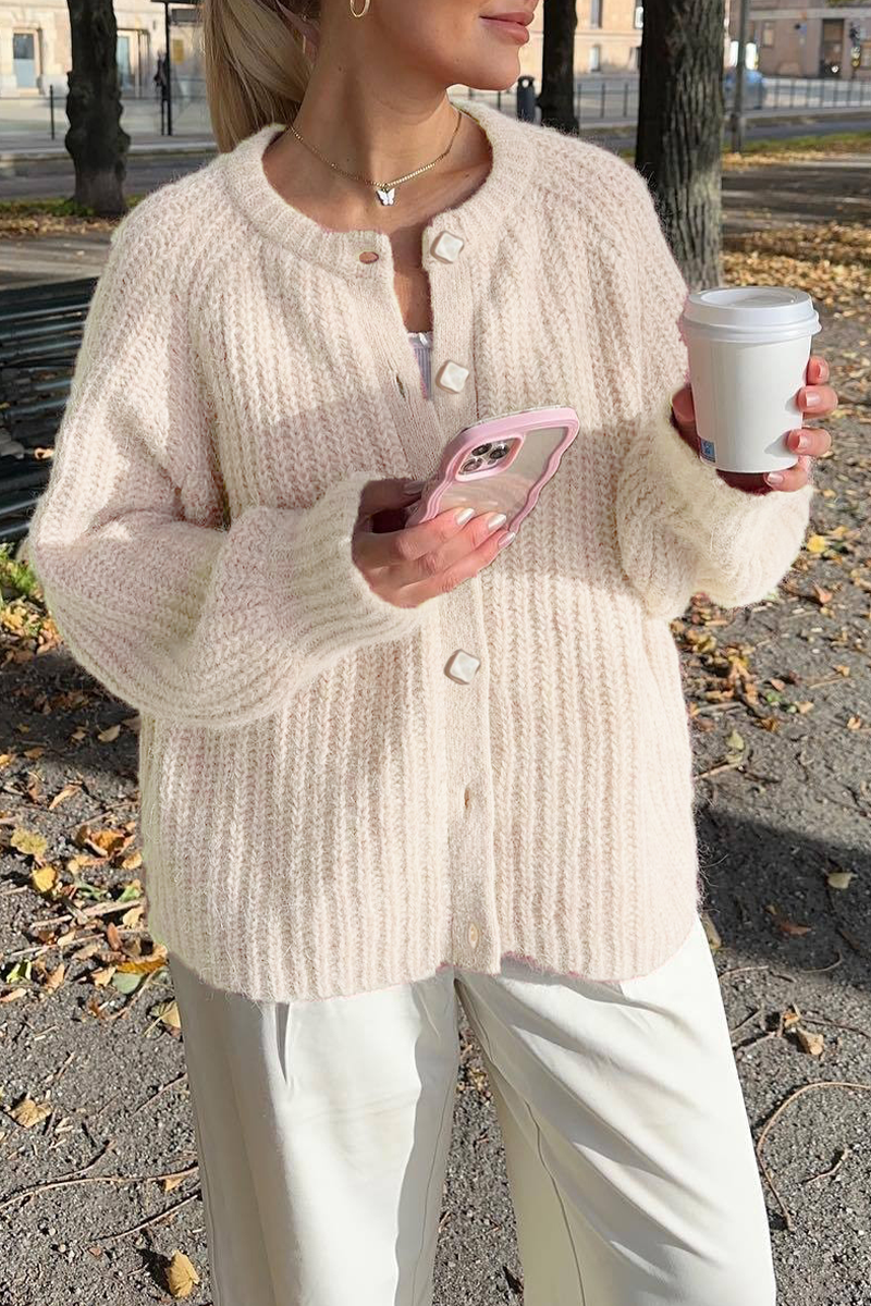 Casual Buttoned Knit O-Neck Sweater Outerwear
