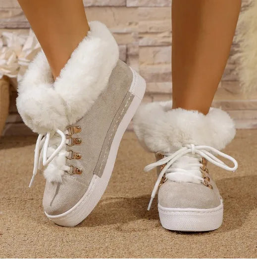 Cozy Wool Lace-Up Winter Boots for Women