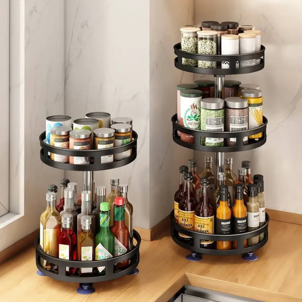 SpiceFlow™ - 360° Rotating Kitchen Spice Rack Organizer