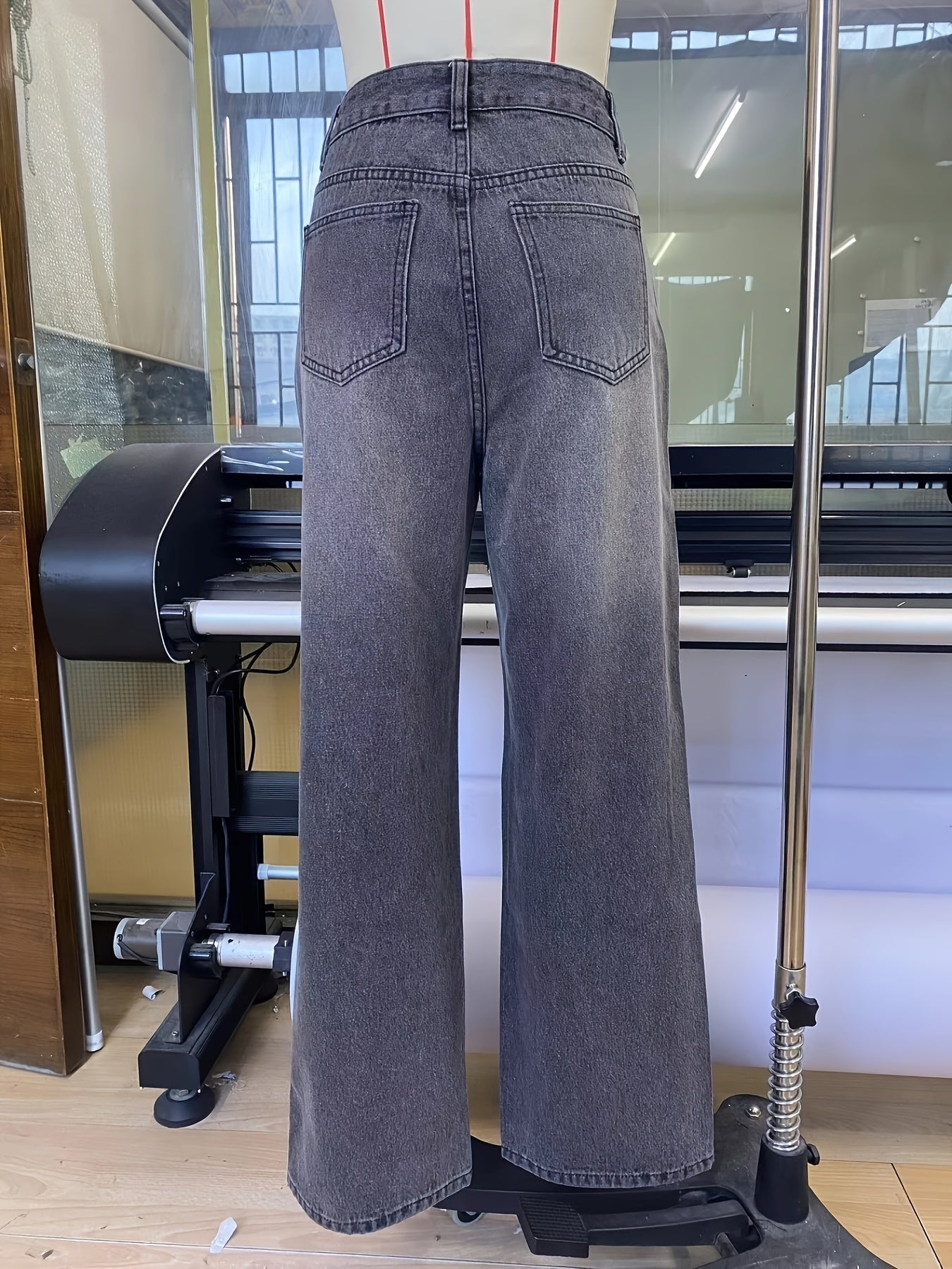 High-Waist Wide-Leg Denim Jeans with Bold Graphic Prints