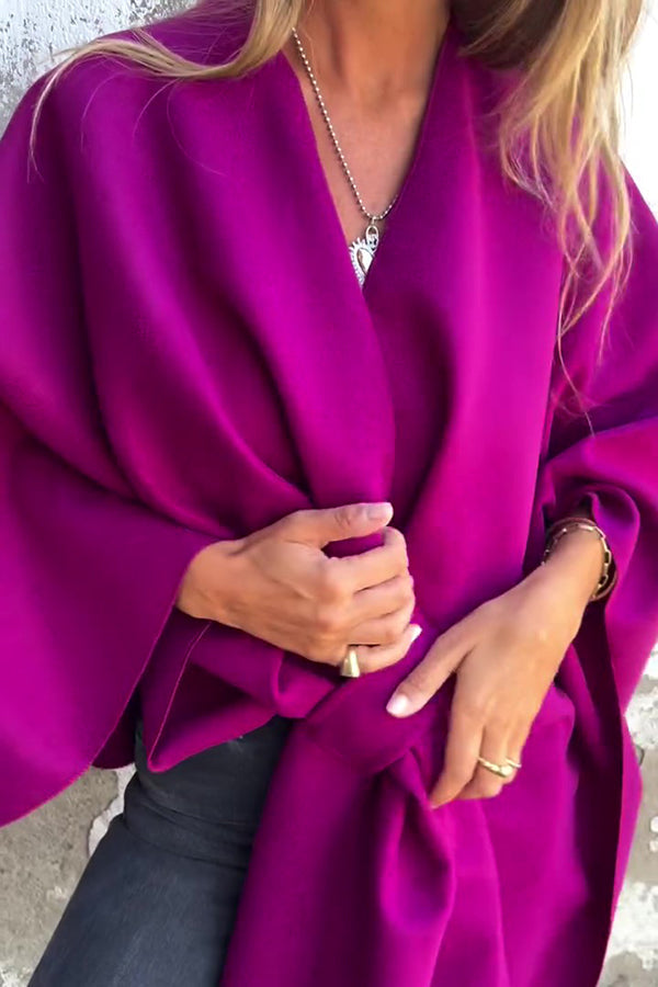 Cozy Loose V Neck Shawl Cape Jacket