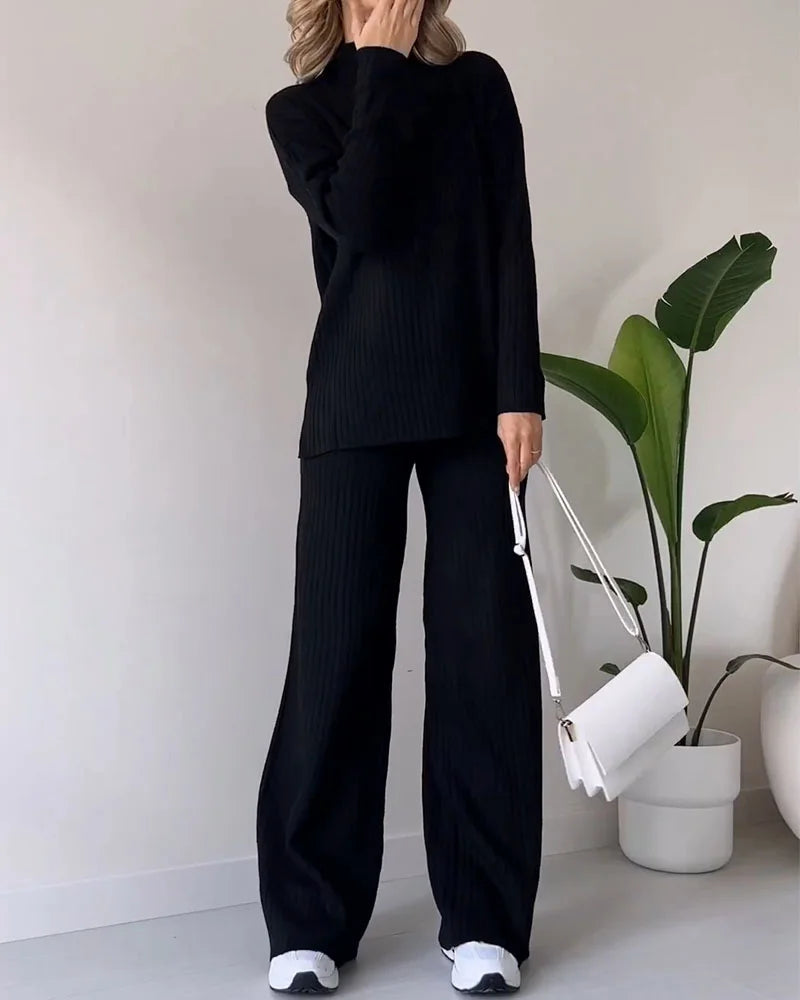 Chic Slit Two-Piece Set for Effortless Casual Style