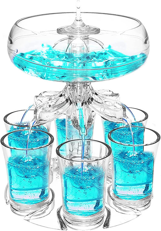 Vintage 6-Shot Glass Liquor Dispenser Bar Accessory
