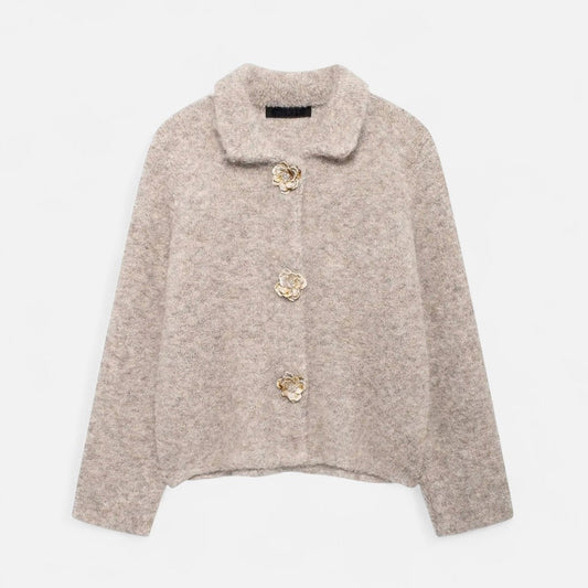 Cozy Floral Knit Cardigan for Chic Autumn Style