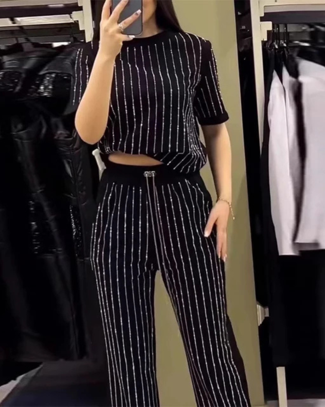 Chic Two-Piece Striped Set for Effortless Style