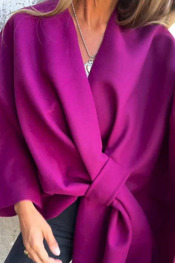 Cozy Loose V Neck Shawl Cape Jacket