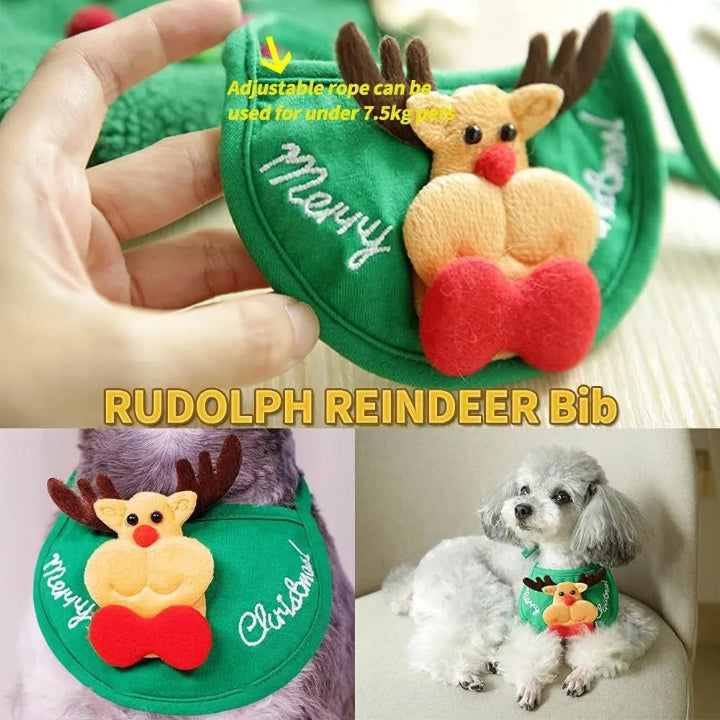 Festive Pet Costume Set with Reindeer Apron & Hat