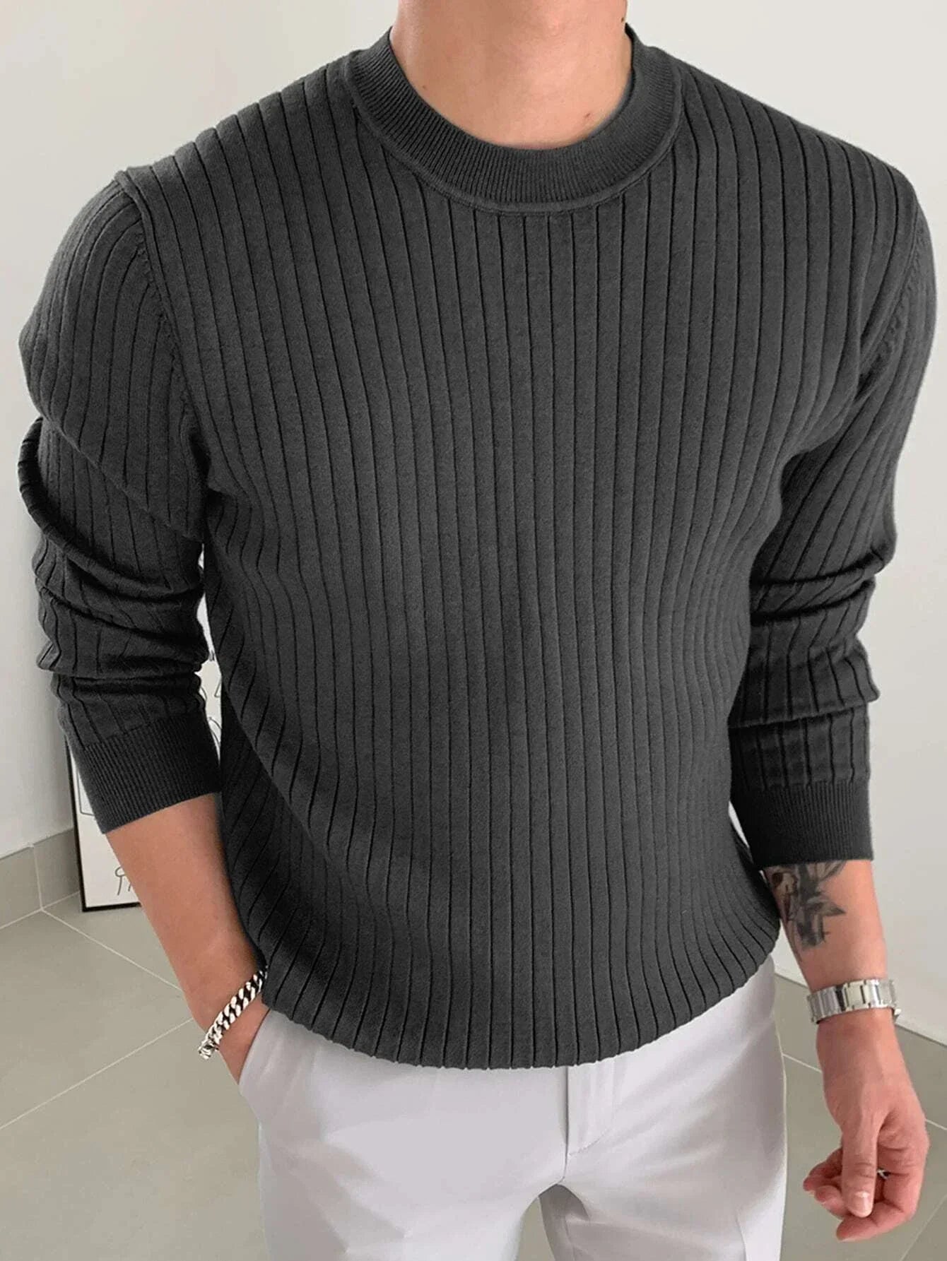 Cozy Knit Sweater for Men Soft Warm Casual Pullover