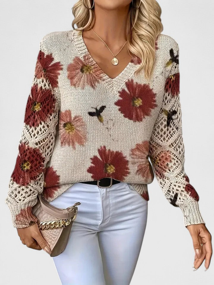 Elegant Floral Print Sweater
