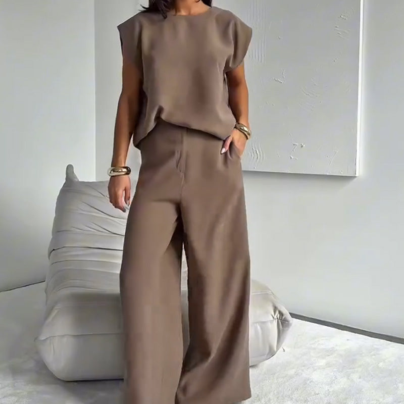 Chic Two-Piece T-Shirt and Wide Leg Pants Set for Women