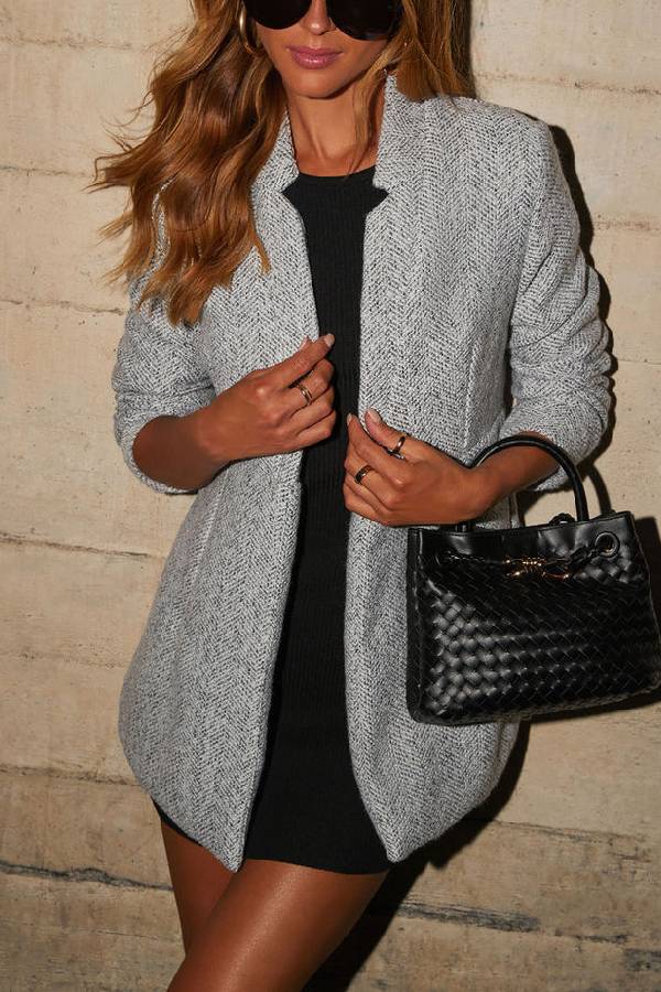 Chic Heather Grey Pocketed Coat for Everyday Style