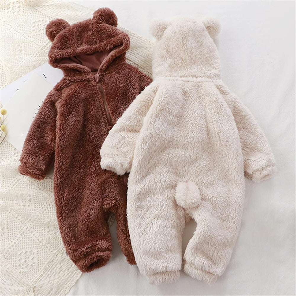 Lunoa™ - Baby Hooded Bear Ear Fluffy Romper