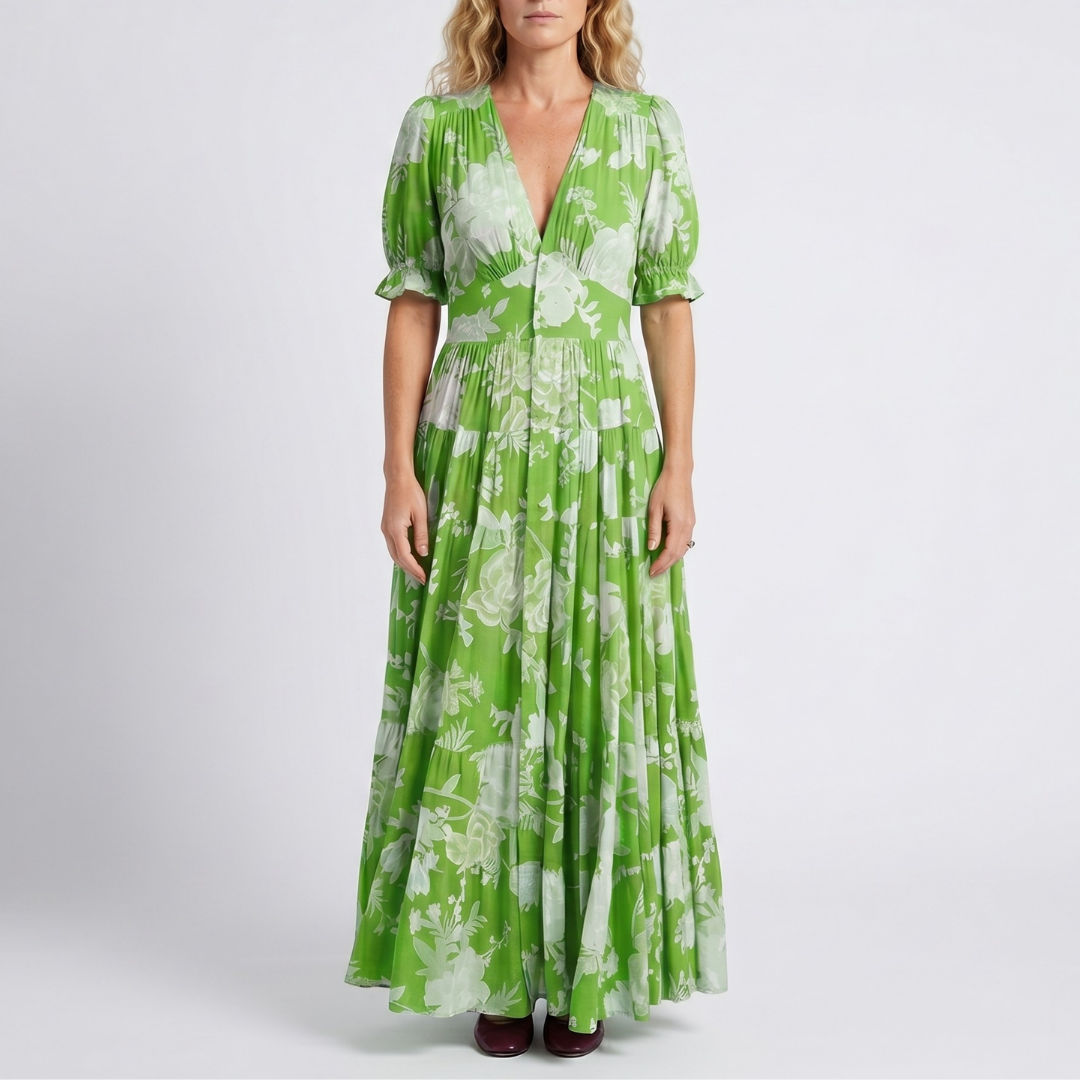 Minelda™ - Elegant Floral V-Neck Dress
