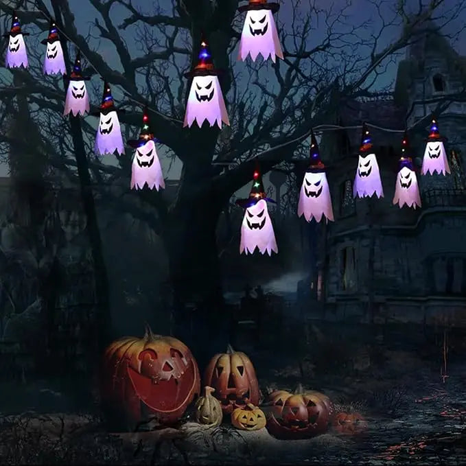 Spooky Ghost Hat LED Lantern String Lights Set