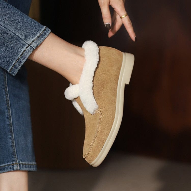 Cozy Suede Fur Lined Slip-On Ankle Boots