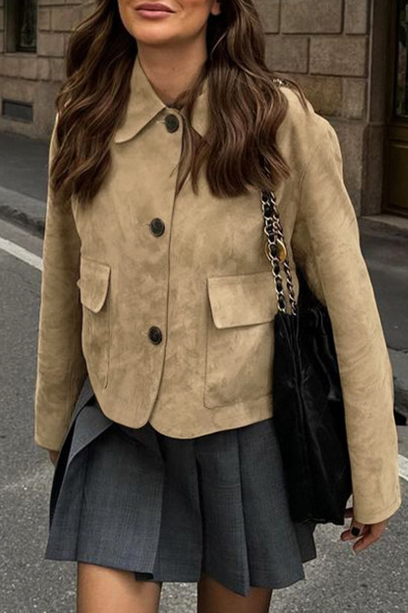 Casual Button-Up Turndown Collar Jacket