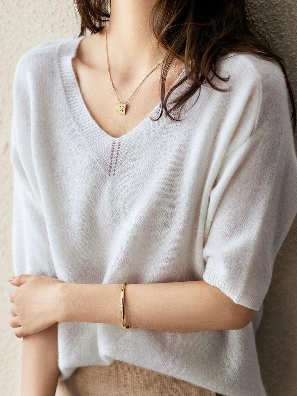 Luxury Soft Cashmere V-Neck Sweater for Women