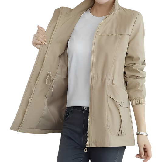 Chic Lightweight Women's Jacket with Adjustable Waist Detail