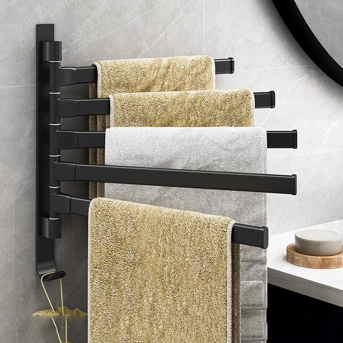 Modern Black Wall-Mounted 5-Arm Towel Rack
