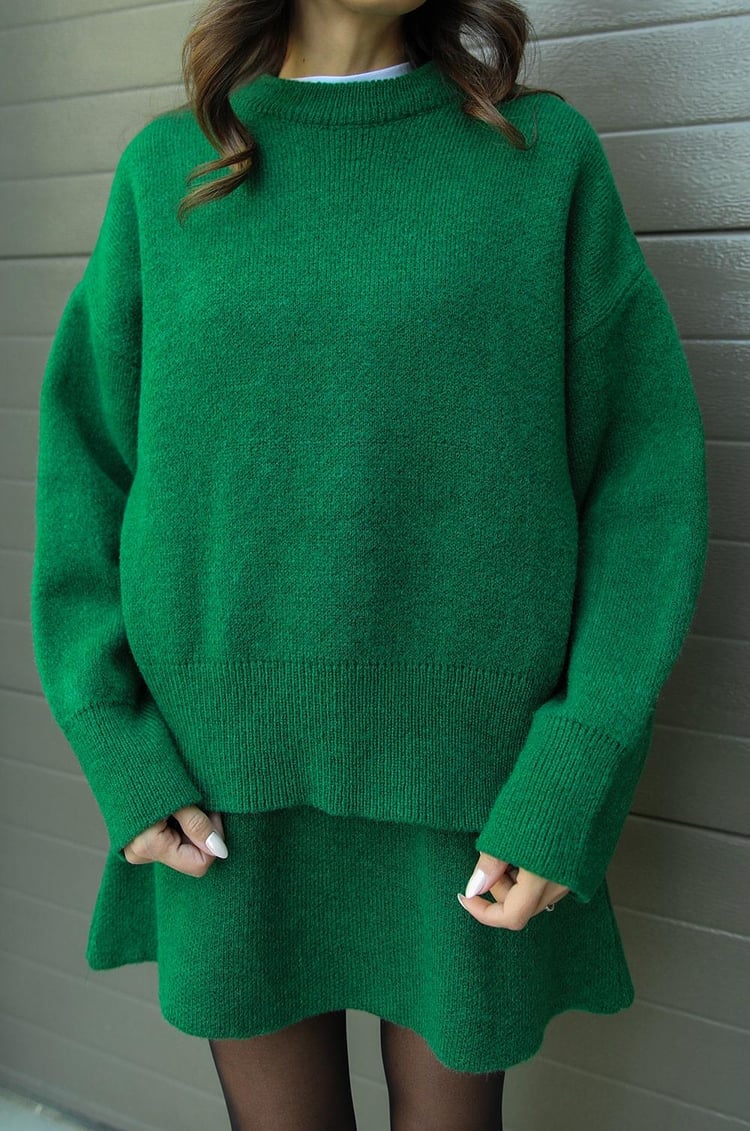 Chic Knit Sweater & Mini Skirt Set for Cozy Fall Style