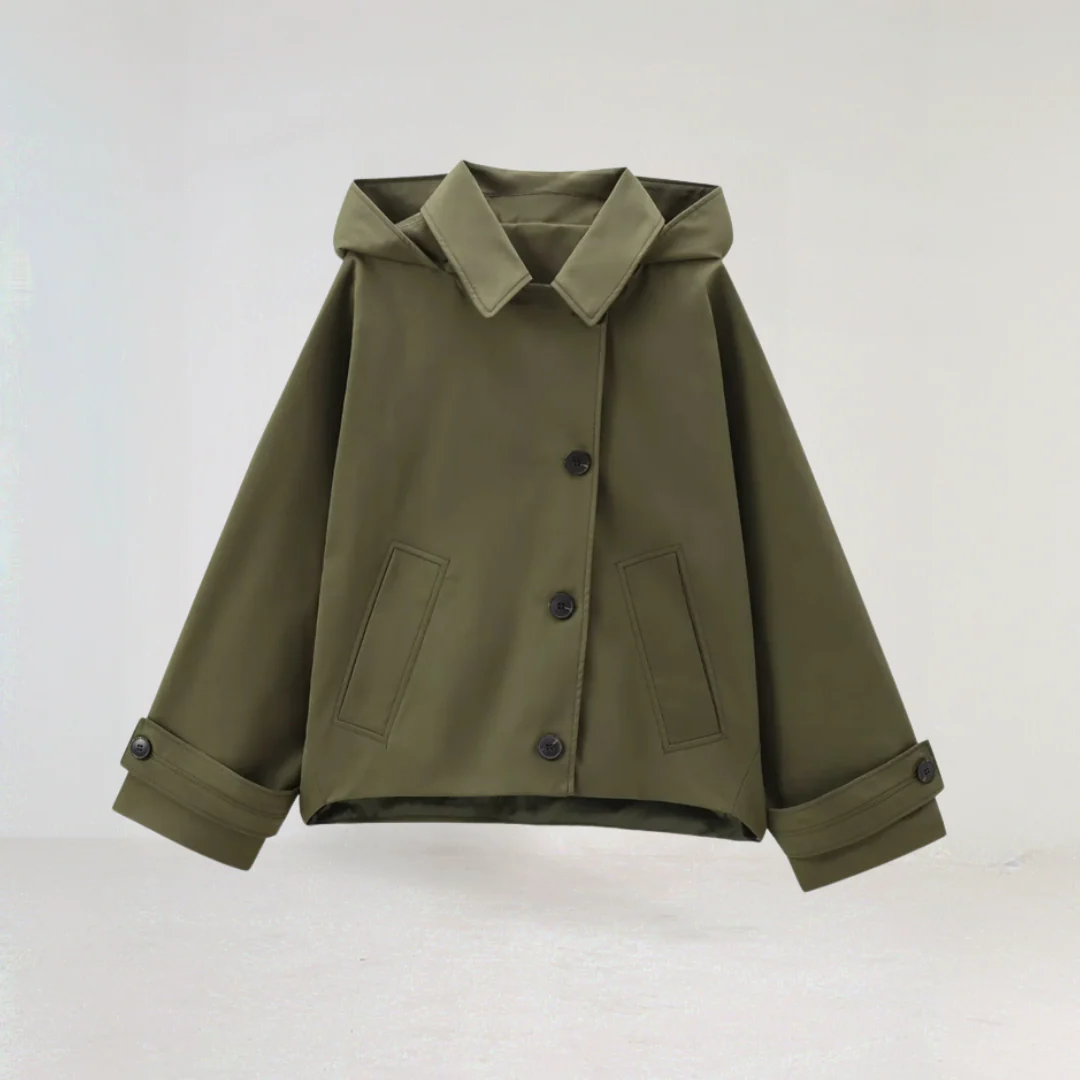 Chic Hooded Short Trench Coat for Women