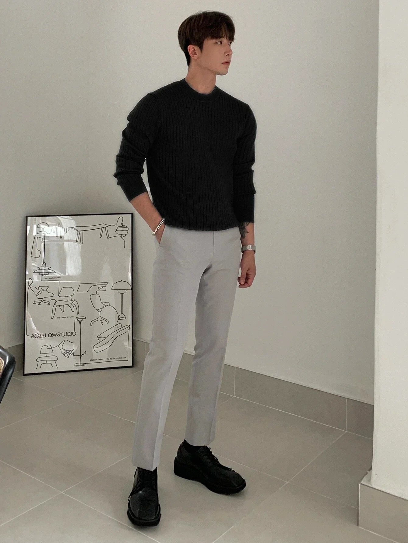 Cozy Knit Sweater for Men Soft Warm Casual Pullover