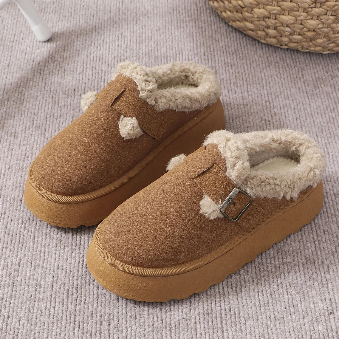 Cozy Women's Fur-Lined Slippers with Adjustable Platform
