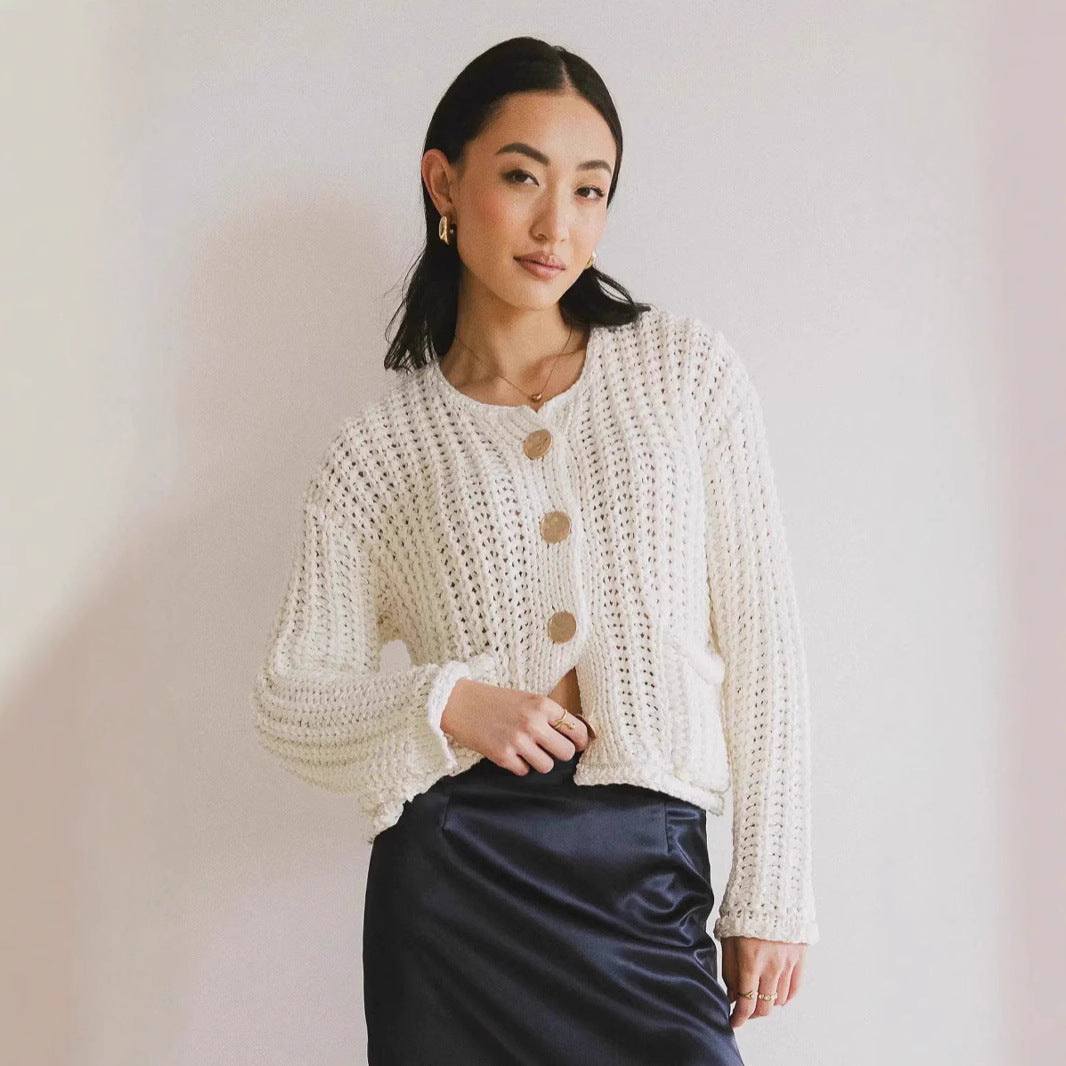 Cozy Chic Women's Buttoned Cardigan with Pockets