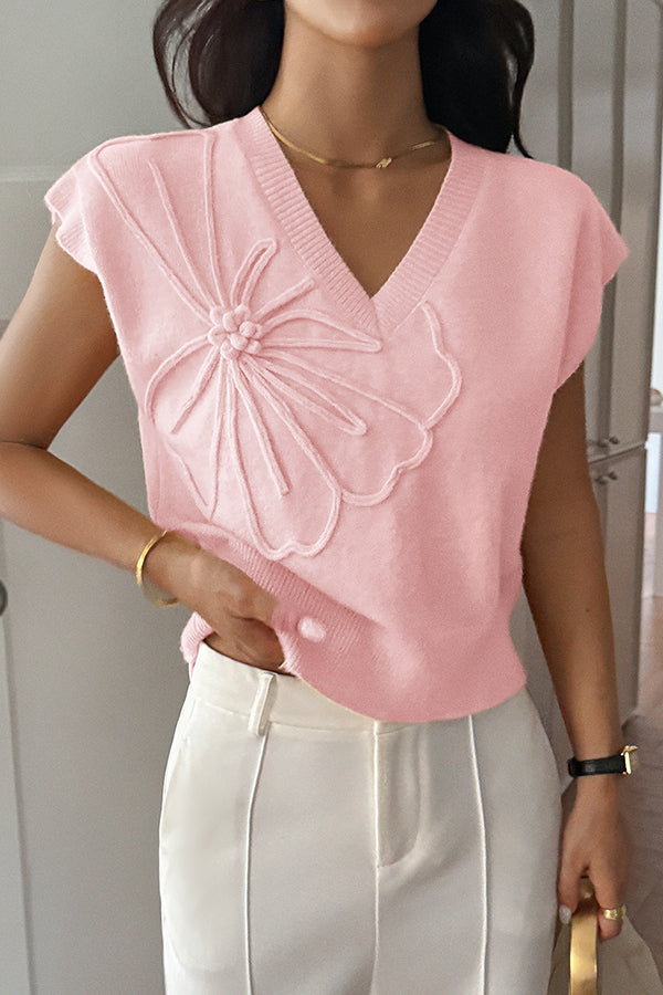 Loose Fit V-Neck Sleeveless Knit Vest