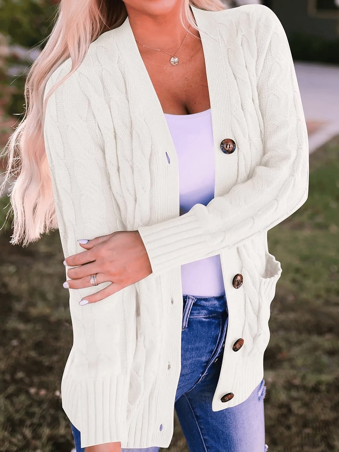 Cable Knit Open Front Cardigan