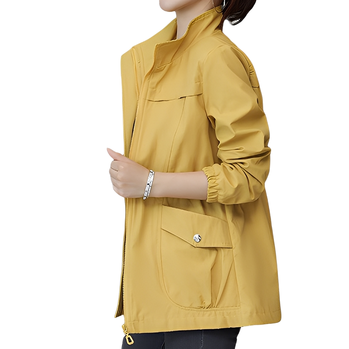 Chic Lightweight Women's Jacket with Adjustable Waist Detail